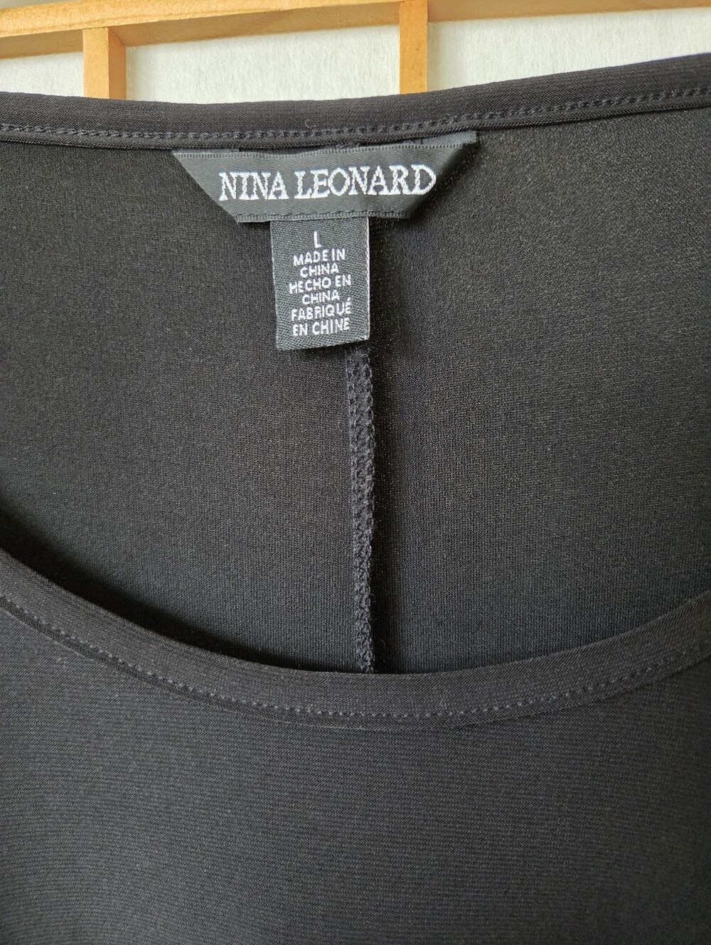 NINA LEONARD BLACK SHEER SLEEVES POLYESTER KNEE LENGTH DRESS SIZE LARGE - Picture 5 of 7